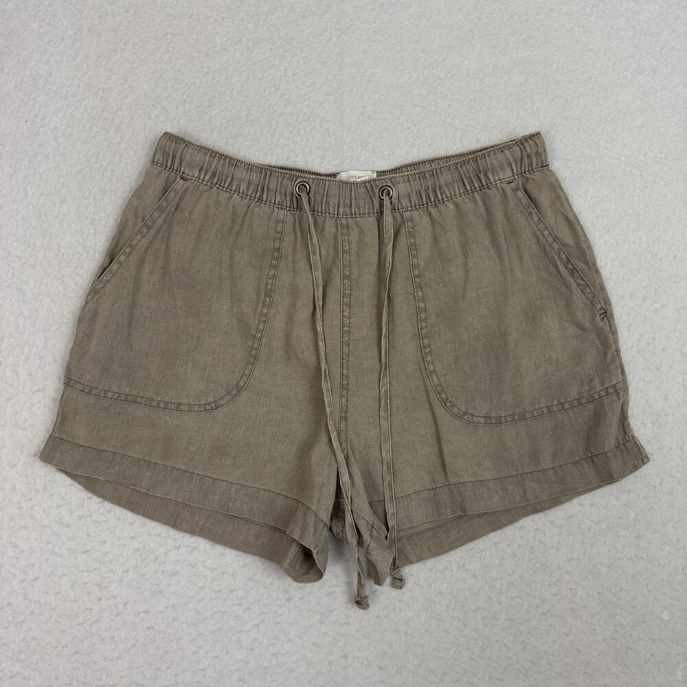 C&C California Linen Shorts Womens Medium Taupe Pull On Drawstring Casual